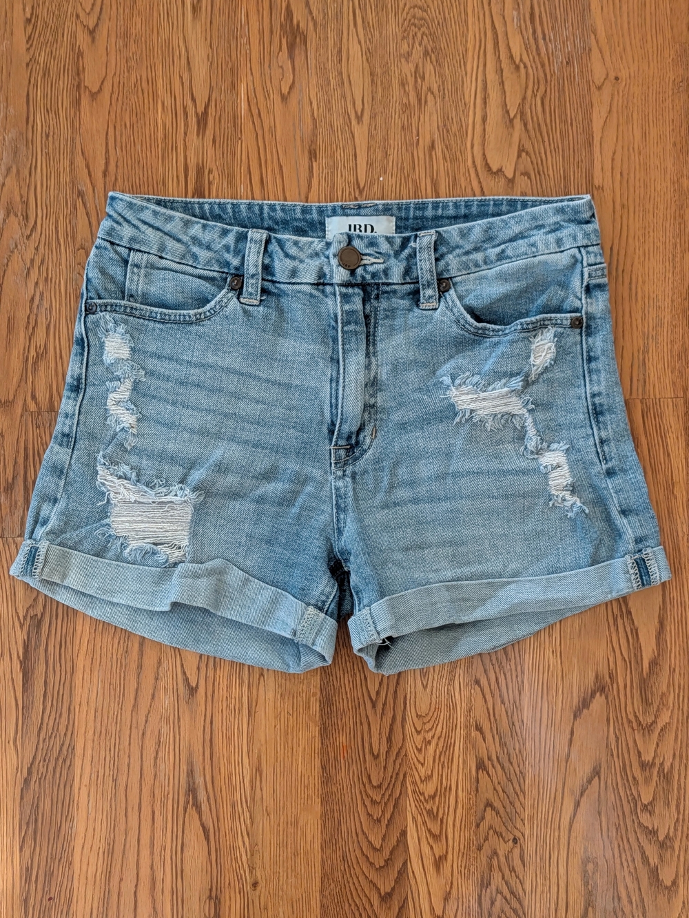 JBD Just Black Denim Distressed Cuffed Blue Jean Shorts